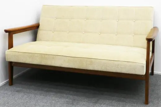 karimoku カリモク60 Kチェア 2シーター W-51102040 ブルーノベージュ ウォールナット
